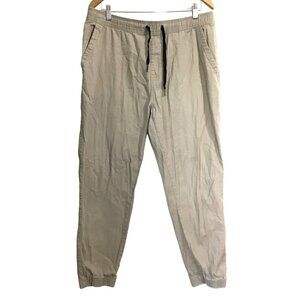 BROOKLYN LAUNDRY MENS KHAKI ELASTIC WAIST TAPPER LEG 98% COTTON SIZE LARGE